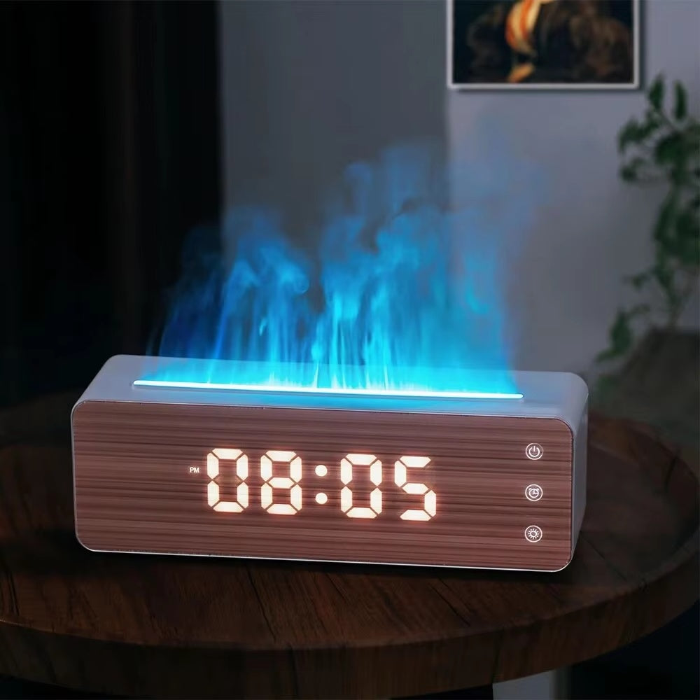 Homefish Flame Humidifier Aromatherapy Machine With Clock Humidity Display Atmosphere Lamp Table Diffuser