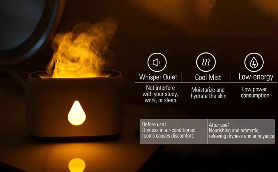 Two-color Aroma Diffuser Home Office Desk Surface Panel 3D Flame Humidifier