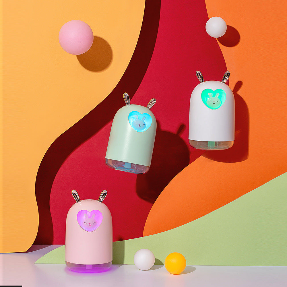 Lovely Rabbit Air Humidifier 300ML Cute Pet Ultrasonic Cool Mist Aroma Oil Diffuser Romantic Color LED Lamp USB Humidificador