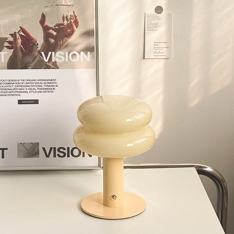 Glass Mushroom Charging Small Night Lamp