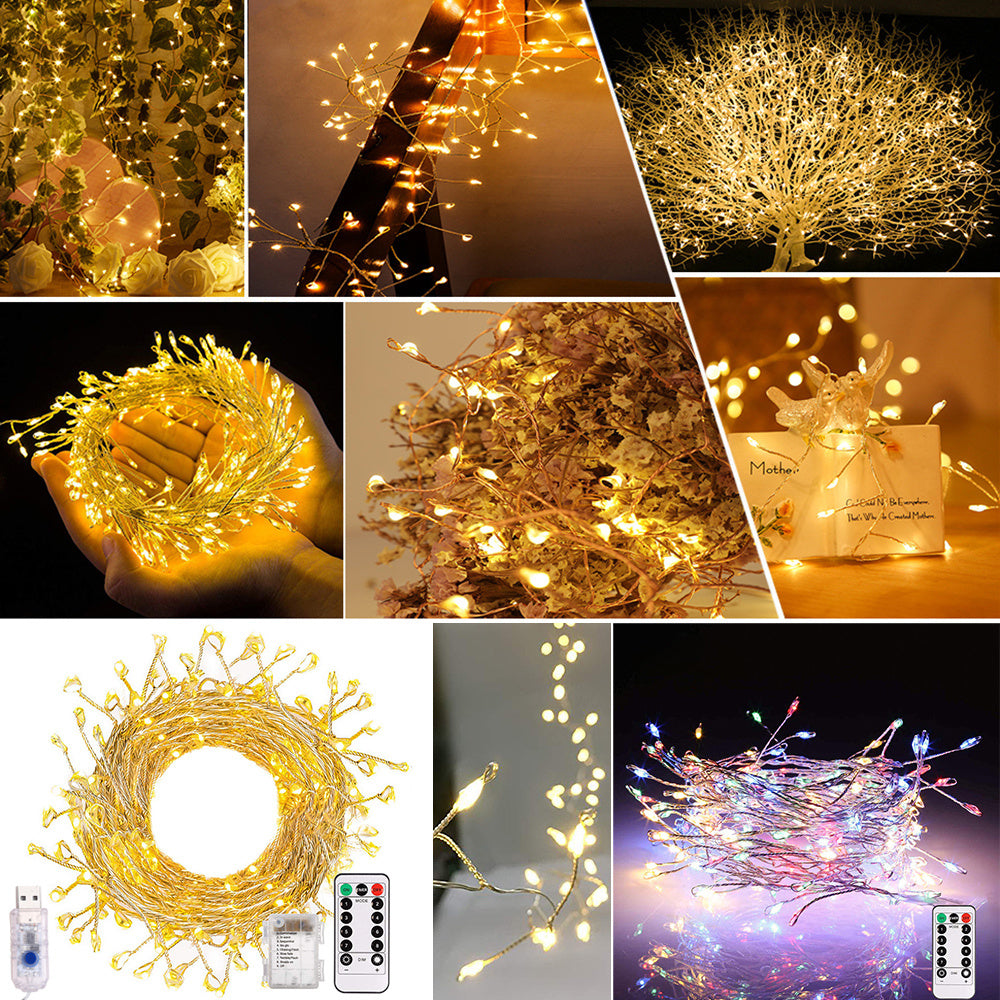 Led Copper Wire Firecracker Light String Controller Warm White Layout Decoration Wedding Party Gypsophila