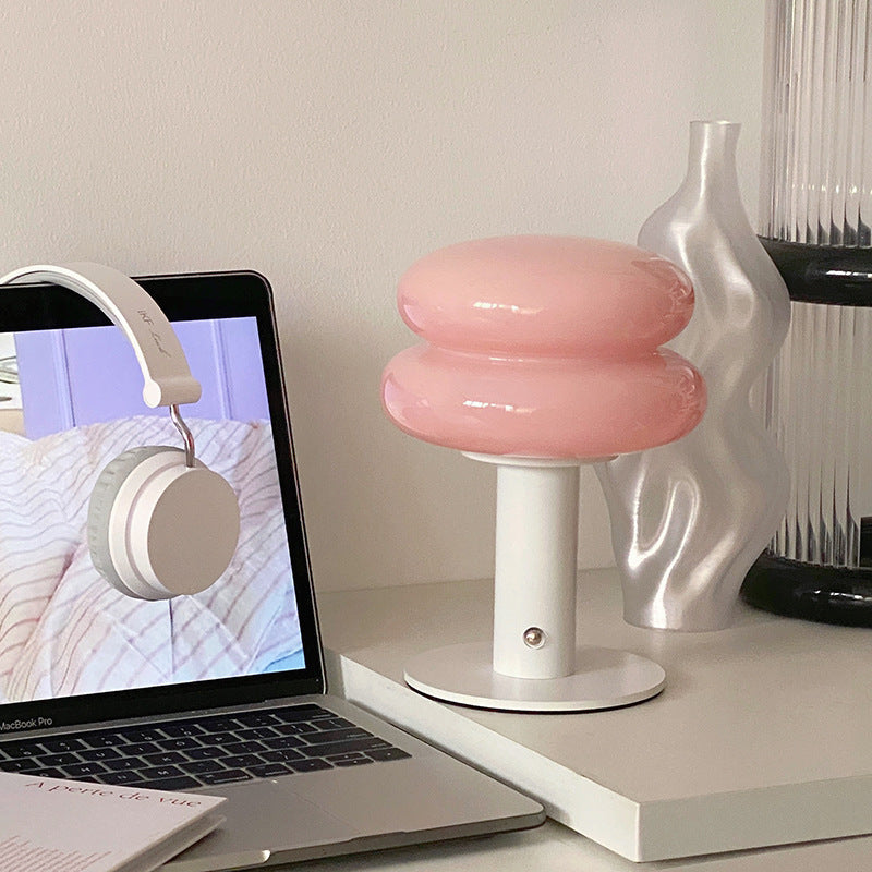 Glass Mushroom Charging Small Night Lamp