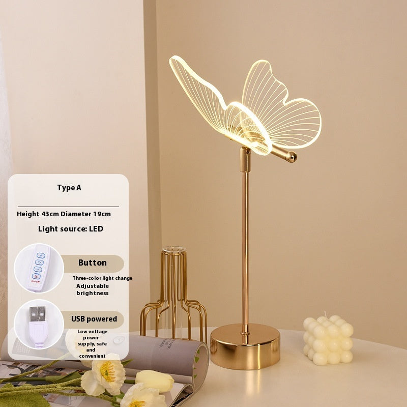 Butterfly Table Lamp Bedroom Bedside Decoration Small Night Lamp